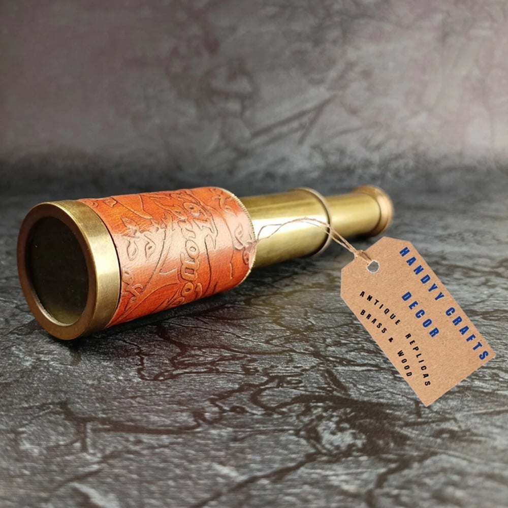 Vintage Brass Telescope with Leather Grip Handcrafted